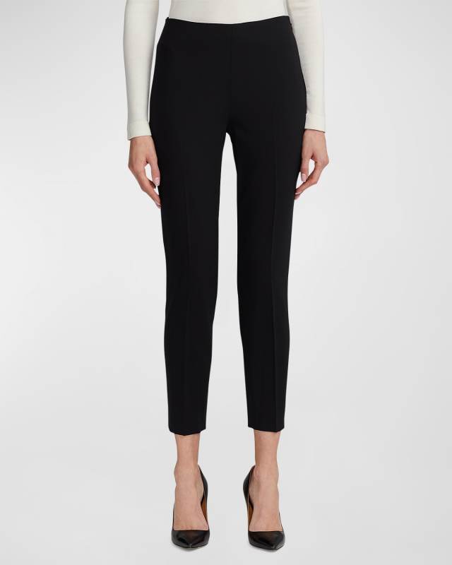 Annie Cropped Wool Crepe Pants, Black